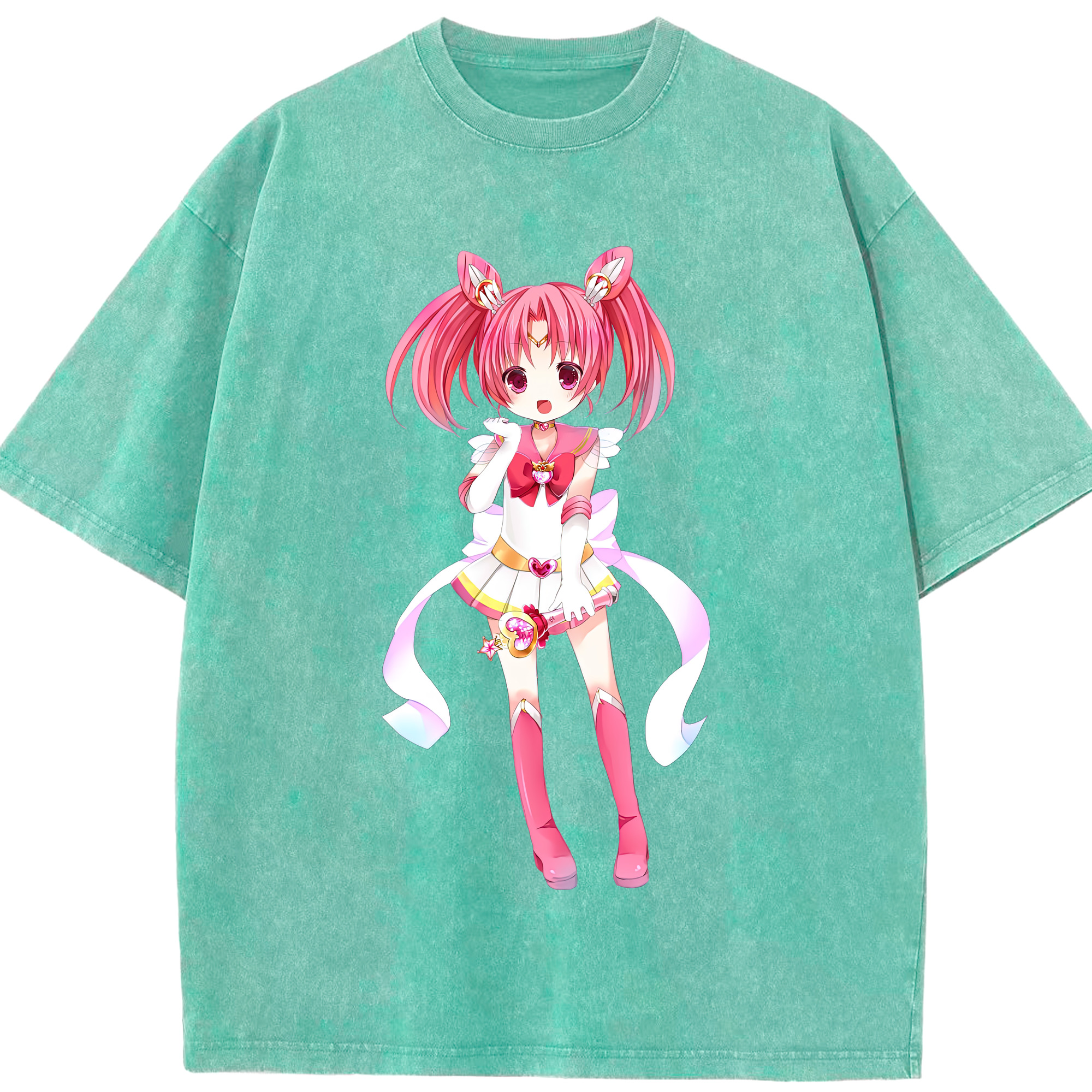 （画像用） 美少女戦士セーラームーン ちびうさ Sailor Moon Chibiusa Tsukino Usagi Small Lady Serenity 綿100% ヴィンテージ風 半袖Tシャツ（フロントプリント）